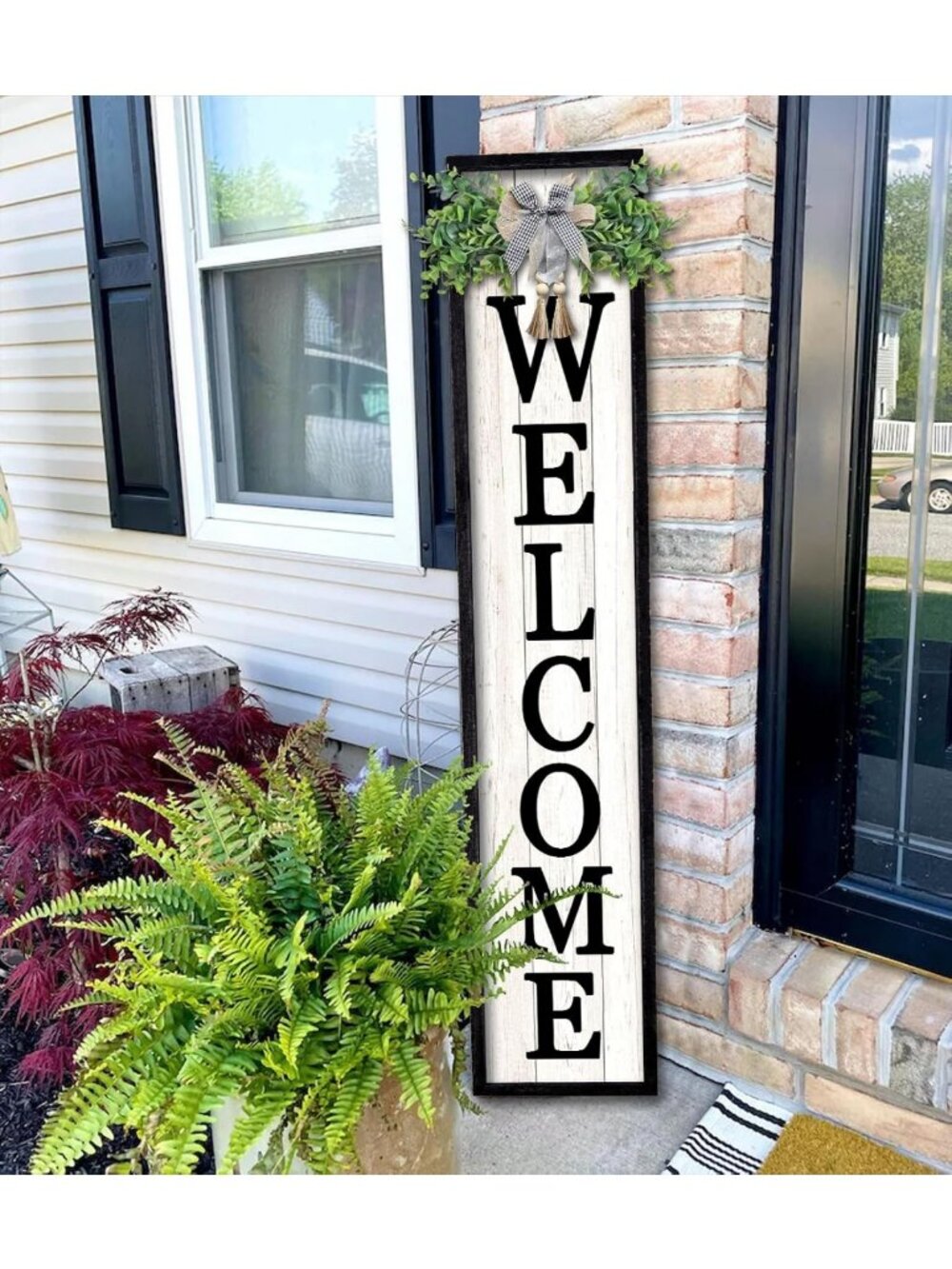 Chic 45" Black Welcome Sign for Front Porch - Stylish Home Decor & Outdoor